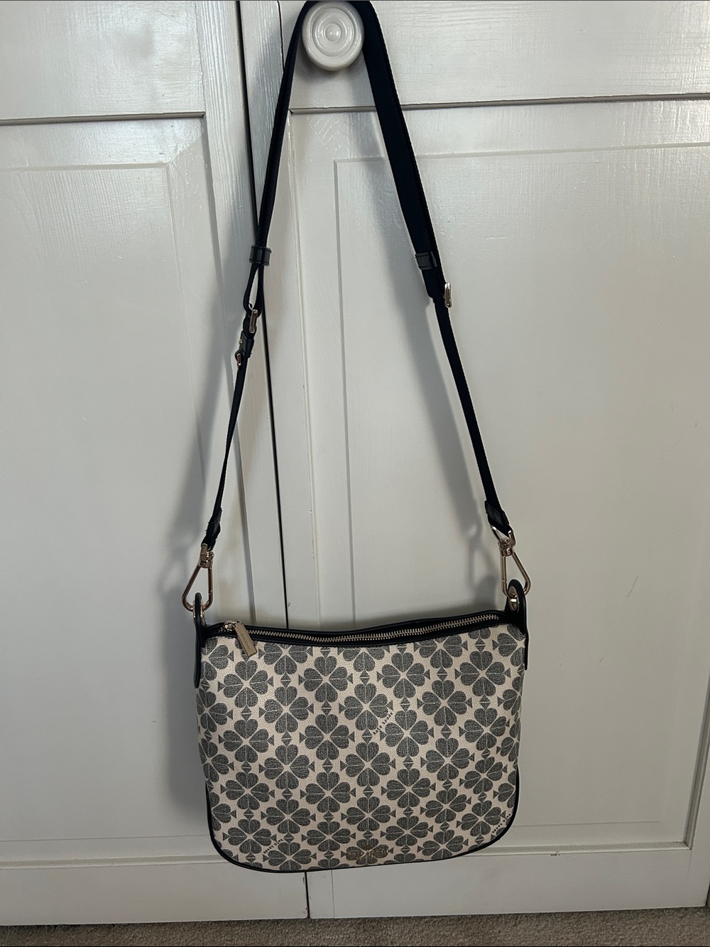 kate spade Black and Cream Floral Pattern Crossbody